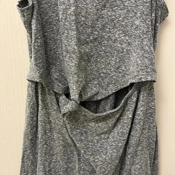Aerie Tie Front T Shirt Dress Grey Size Small Elastic Waist - Picture 2 of 6